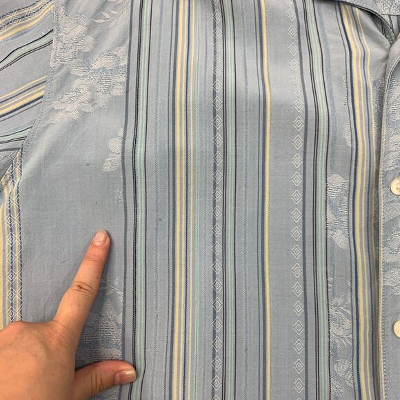 Vintage Tommy Bahama Shirt Mens XL Extra Large Silk Blend Textured Floral Hawaii - Picture 6 of 14